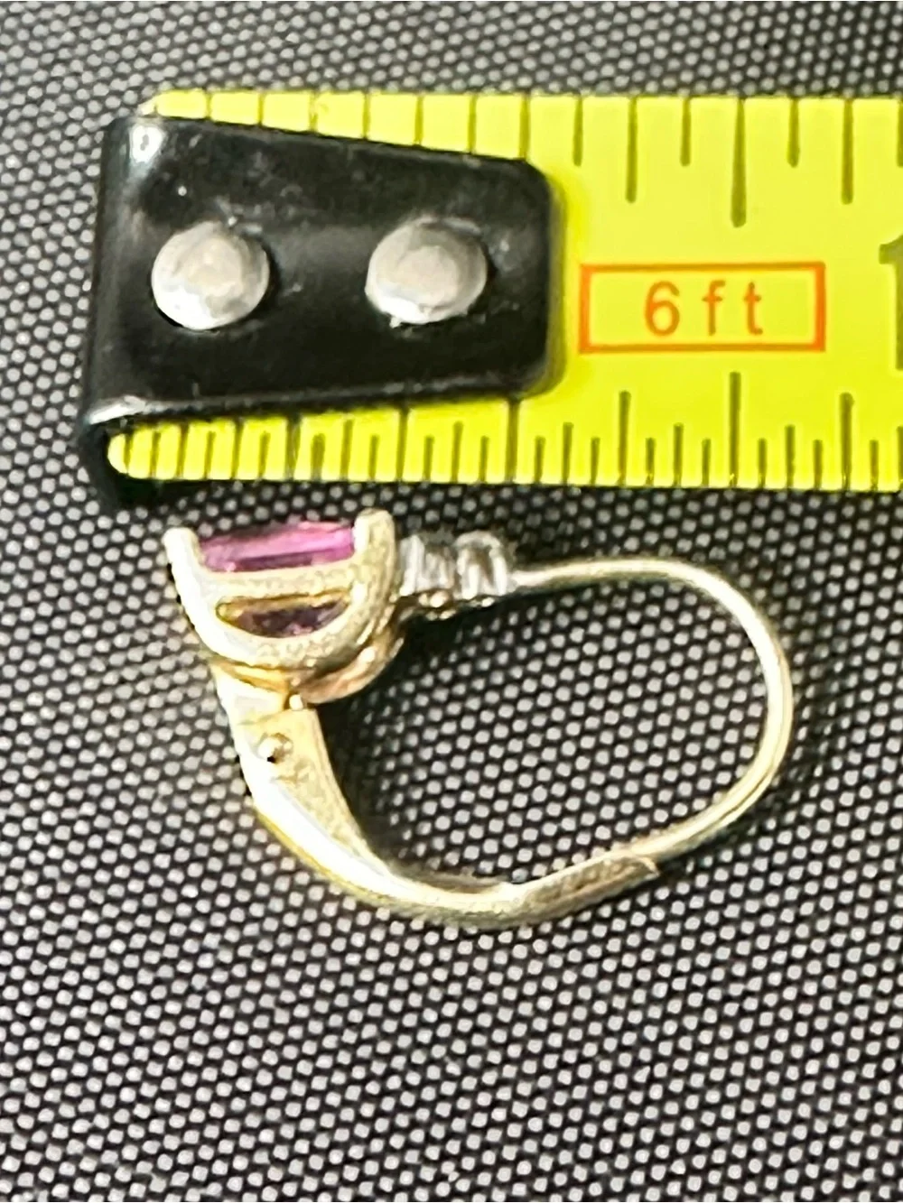 Vintage 10K Gold Pink Gemstone Leverback Earring Single Estate 1.18g